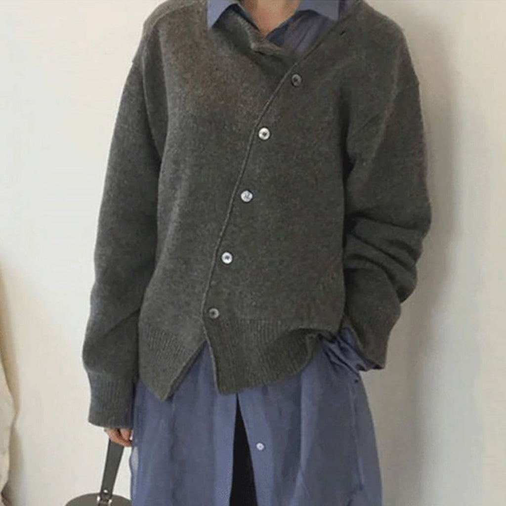 Maglione donna cardigan con bottoni e scollo a V