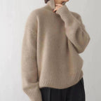Jersey de cuello alto de mujer con manga larga y corte recto