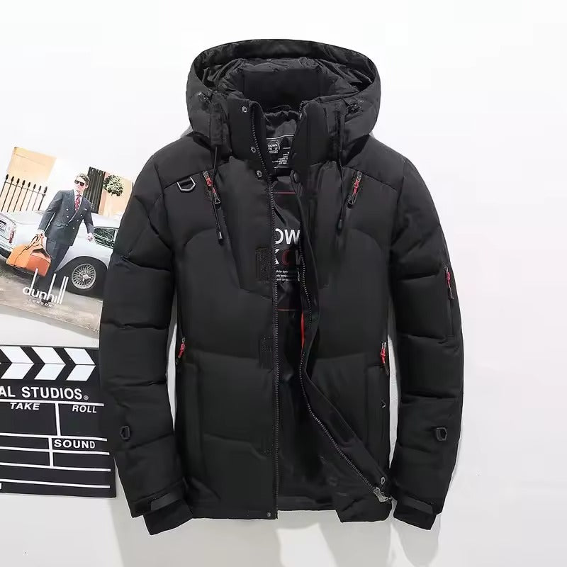 Parka de hombre acolchada de invierno con capucha y bolsillos