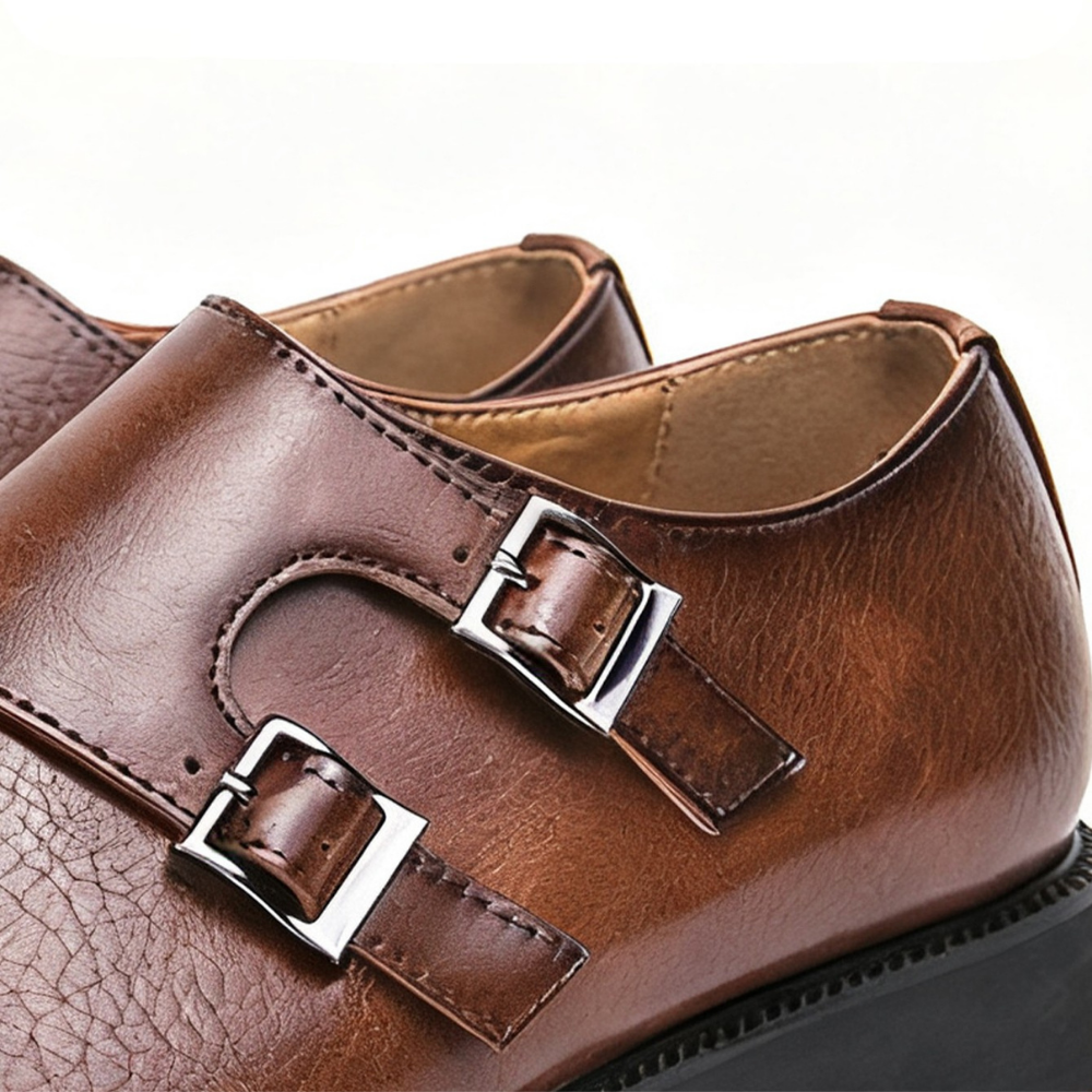 Mocassini uomo monk strap con doppia fibbia