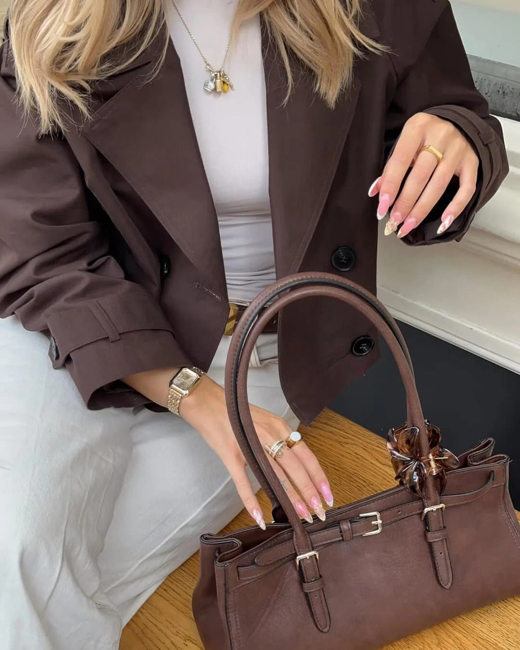 Giacca corta donna stile trench doppiopetto con revers