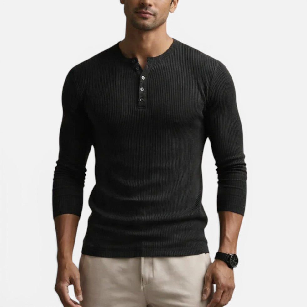 T-shirt uomo a coste aderente a maniche lunghe