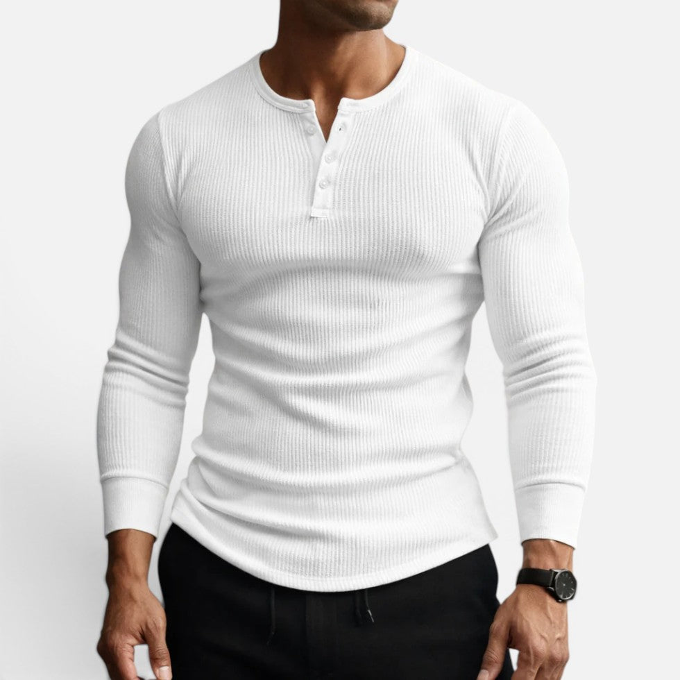 T-shirt uomo a coste aderente a maniche lunghe