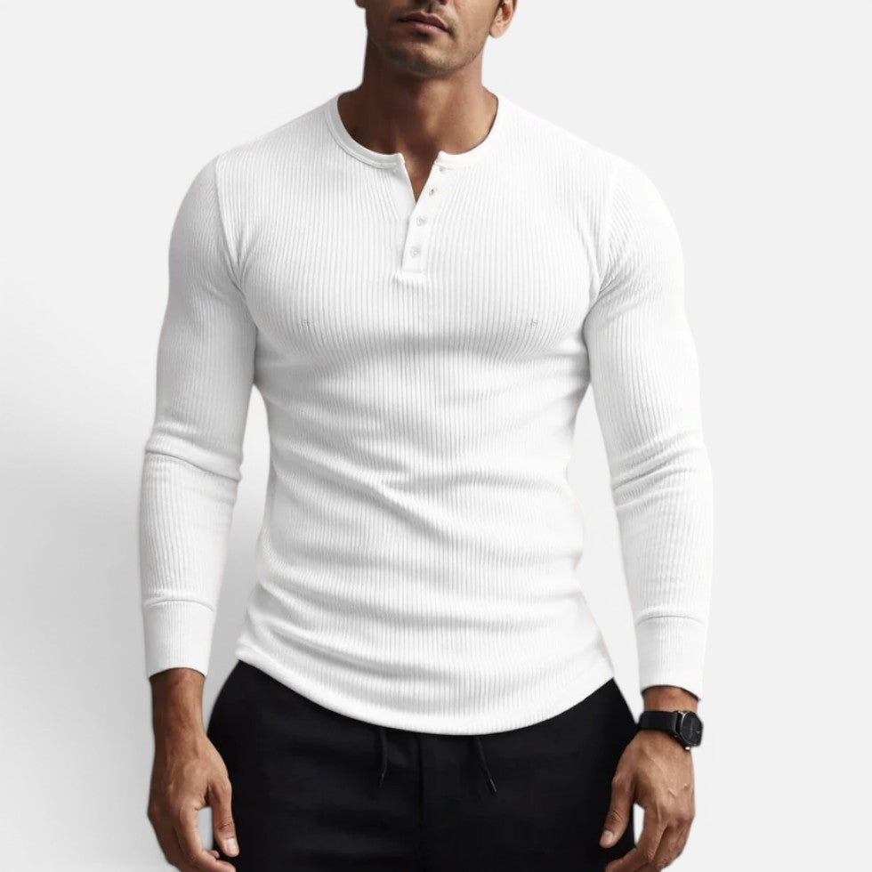 T-shirt uomo a coste aderente a maniche lunghe