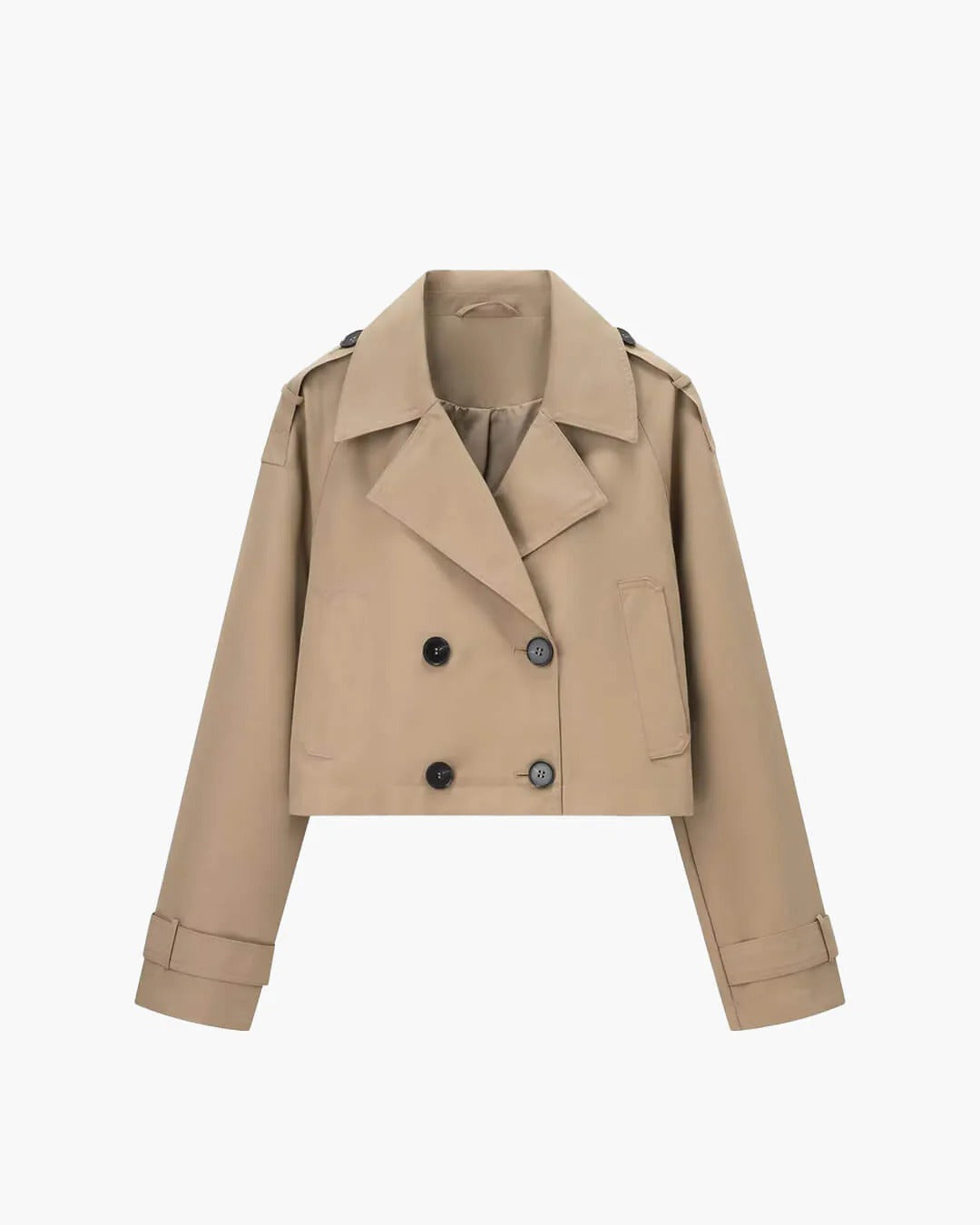 Giacca corta donna stile trench doppiopetto con revers