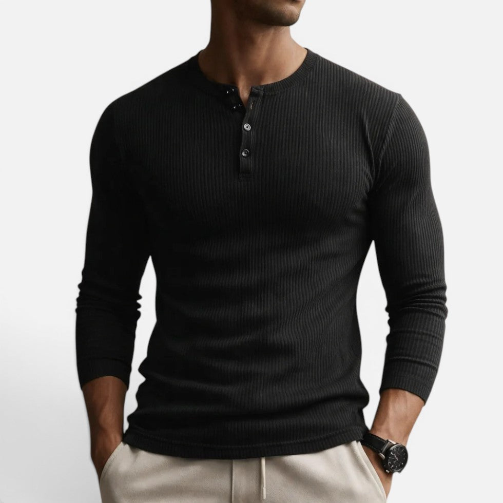 T-shirt uomo a coste aderente a maniche lunghe