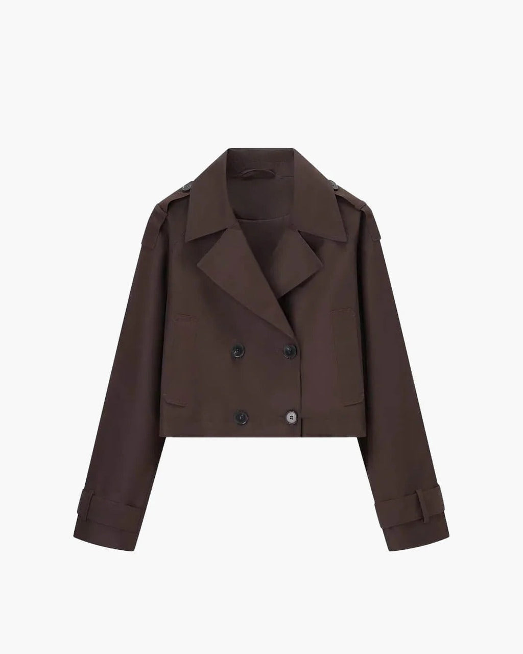 Giacca corta donna stile trench doppiopetto con revers