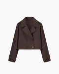 Giacca corta donna stile trench doppiopetto con revers