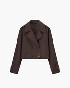 Giacca corta donna stile trench doppiopetto con revers