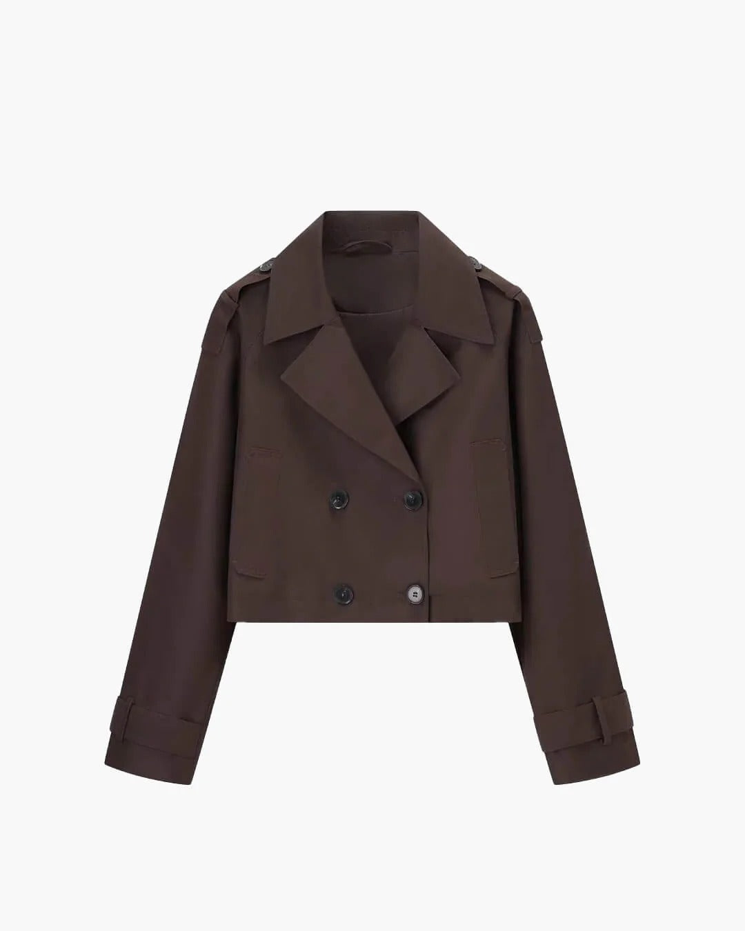 Giacca corta donna stile trench doppiopetto con revers