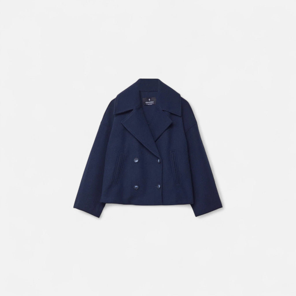 Chaqueta corta cruzada de mujer con solapas