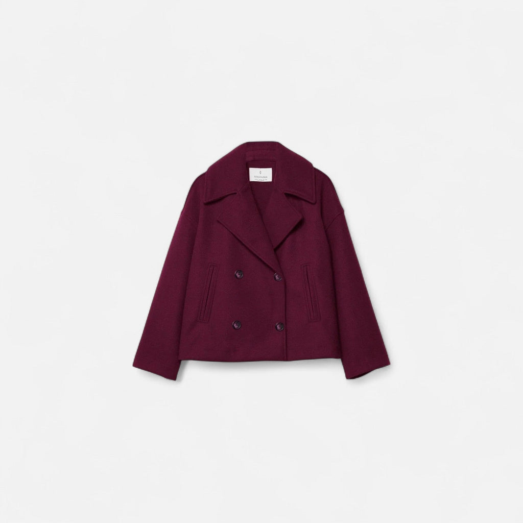 Chaqueta corta cruzada de mujer con solapas