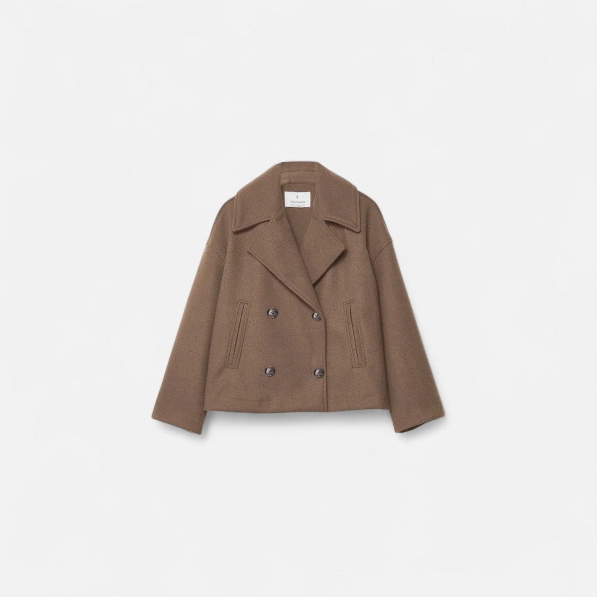 Chaqueta corta cruzada de mujer con solapas
