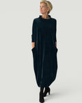 Robe longue femme à col roulé et poches