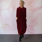Robe longue femme à col roulé et poches