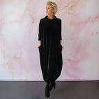 Robe longue femme à col roulé et poches