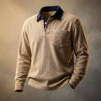 Poloshirt til mænd med lange ærmer og krave