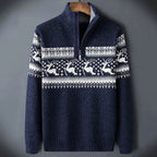 Maglione uomo in maglia a motivo con mezza cerniera