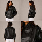 Veste bomber femme oversize à col montant et poches