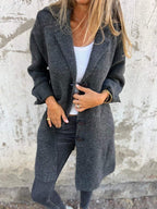 Cappotto donna con revers, chiusura con bottoni, maniche lunghe