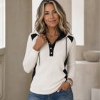 Sudadera con capucha de mujer de paneles y manga larga