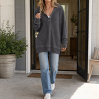 Felpa donna oversize con cappuccio e bottoni