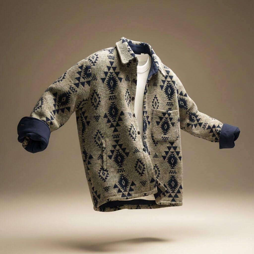 Veste femme à motif géométrique, col et poches
