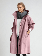Gabardina oversize de mujer con capucha y botones