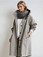 Gabardina oversize de mujer con capucha y botones