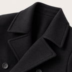 Manteau d'hiver homme croisé à revers, noir