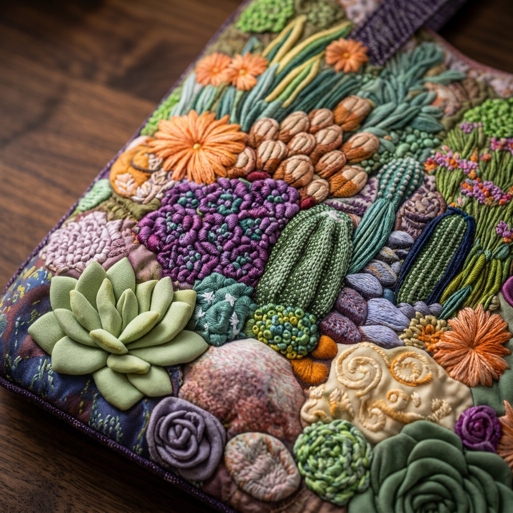 Women's Quilted Bag With Embroidered Flowers, Multicolor