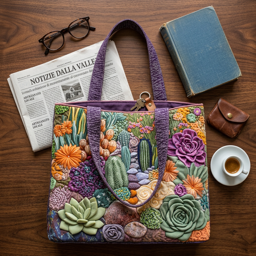 Women's Quilted Bag With Embroidered Flowers, Multicolor