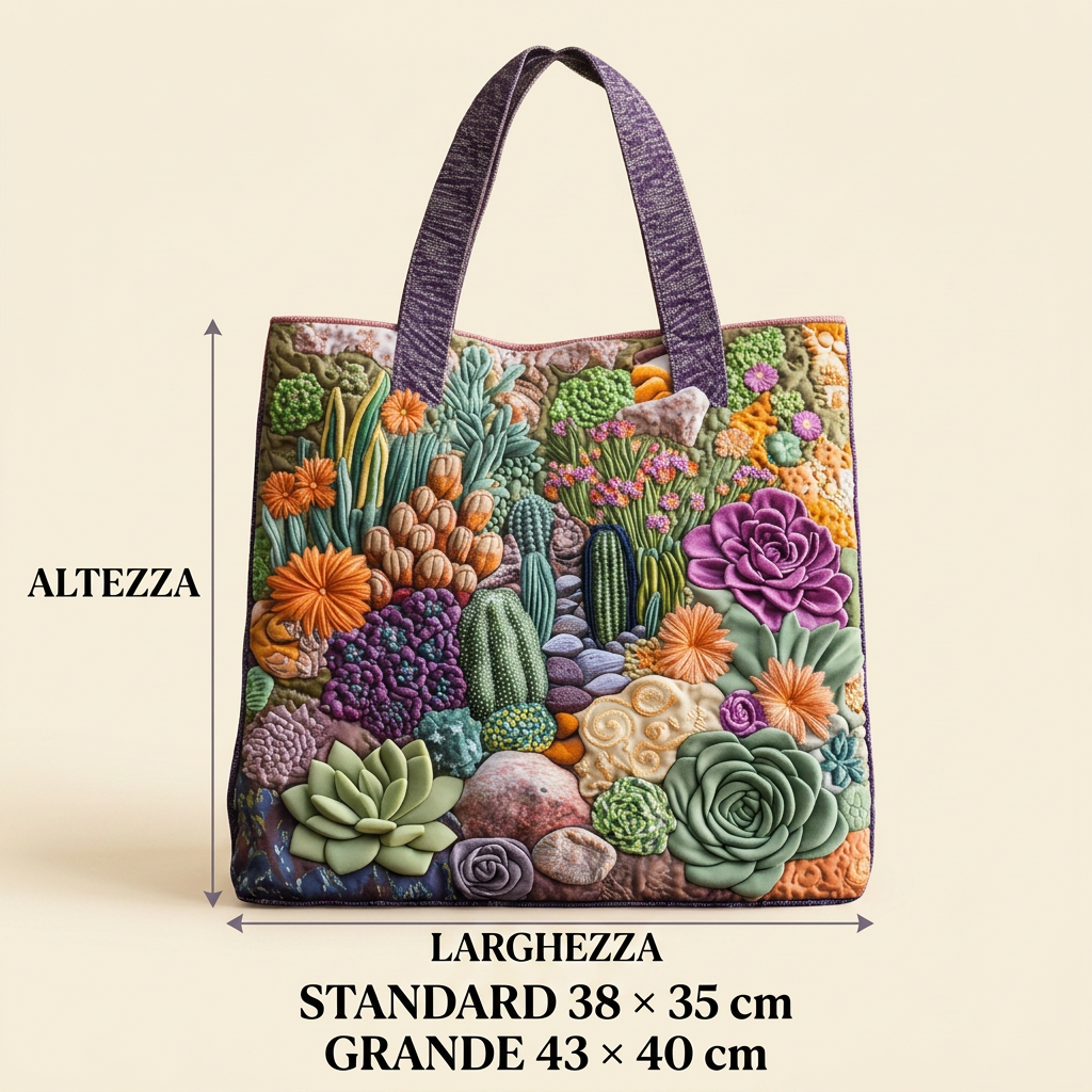 Quiltet taske til damer med broderede blomster, flerfarvet