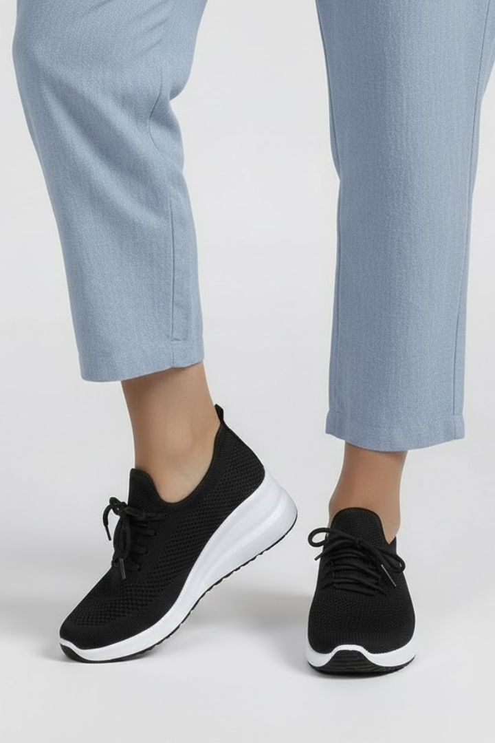 Damskie Sneakersy z Dzianinową Cholewką i Warstwową Podeszwą