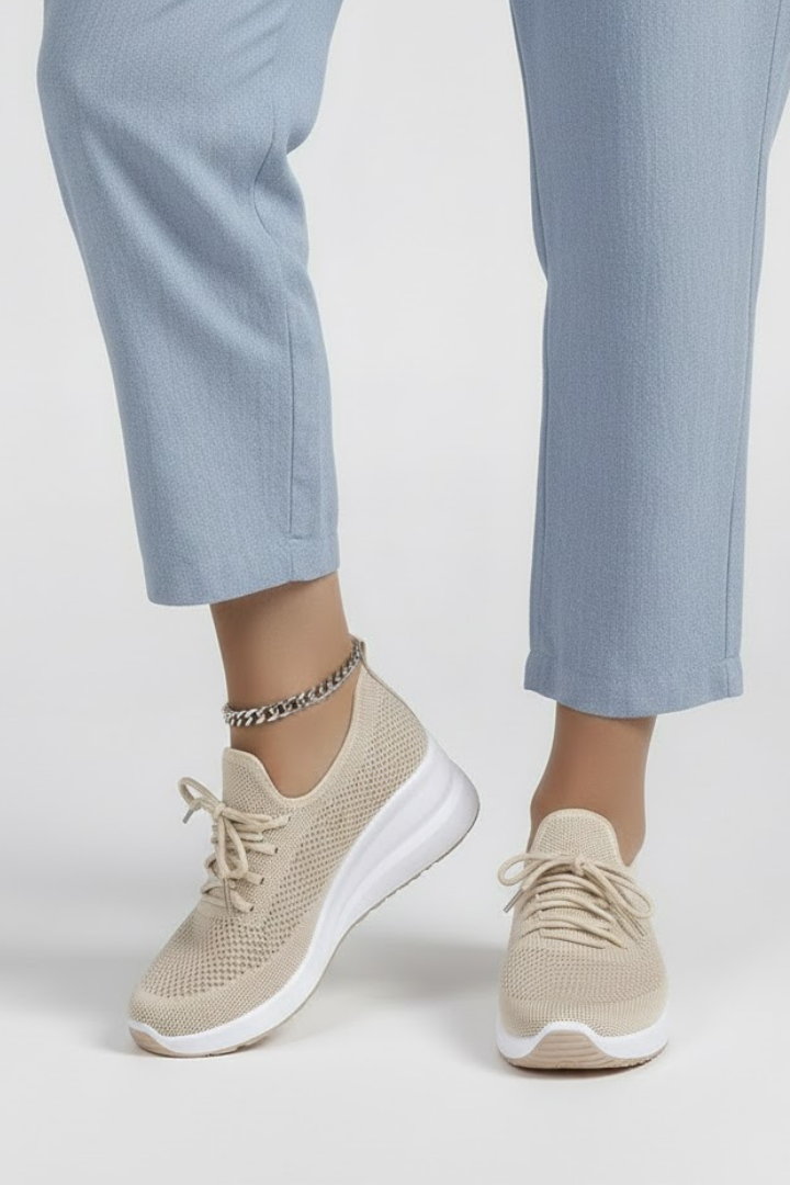Damskie Sneakersy z Dzianinową Cholewką i Warstwową Podeszwą