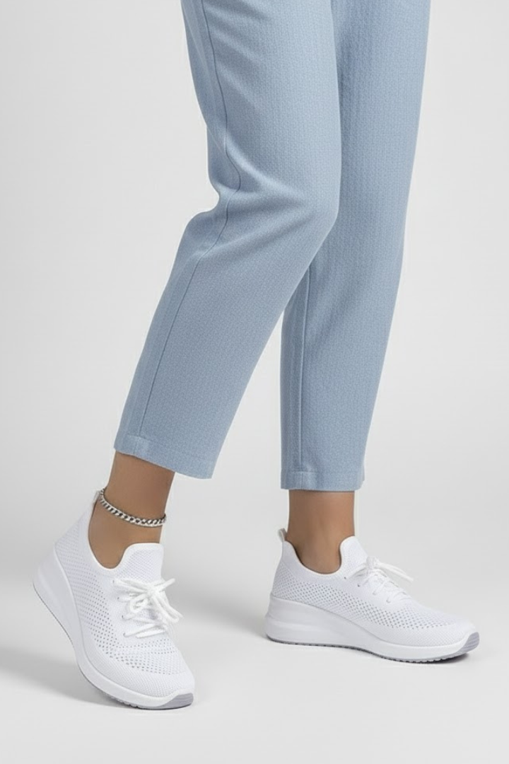Damskie Sneakersy z Dzianinową Cholewką i Warstwową Podeszwą