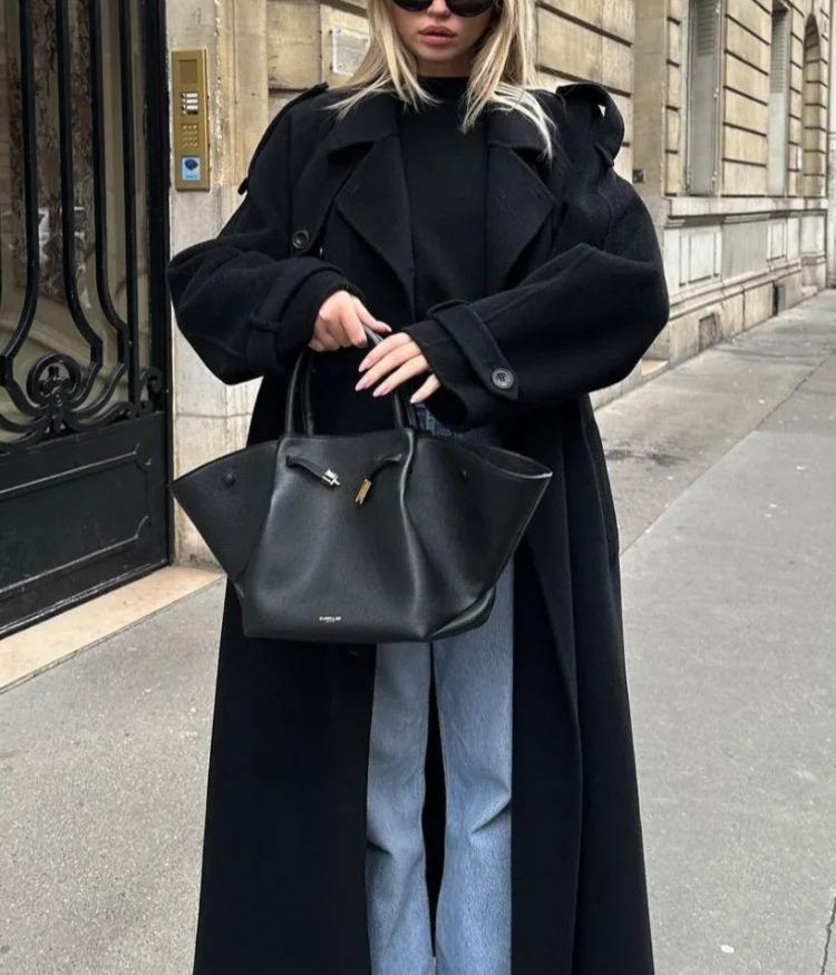 Manteau long femme d'hiver oversize noir