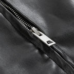Veste homme noire à col et zip, coupe droite