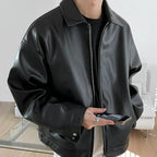 Veste homme noire à col et zip, coupe droite