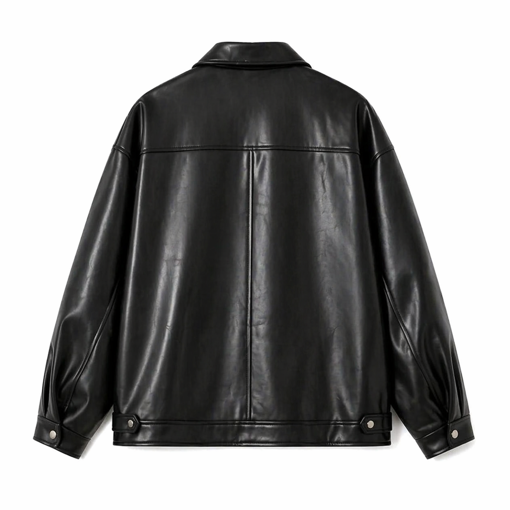 Veste homme noire à col et zip, coupe droite