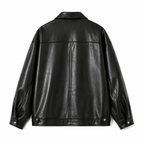 Veste homme noire à col et zip, coupe droite