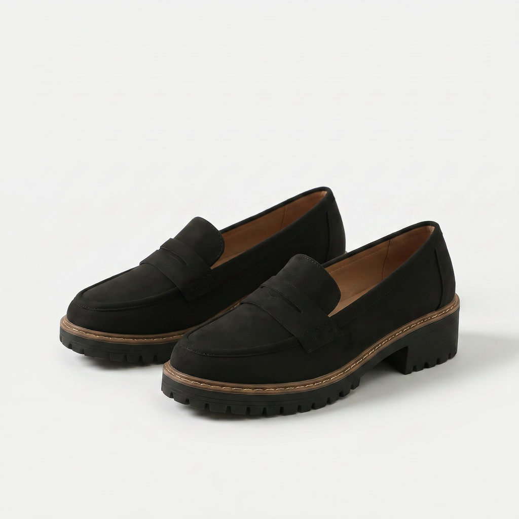 Mocassins de mulher com plataforma e tira decorativa