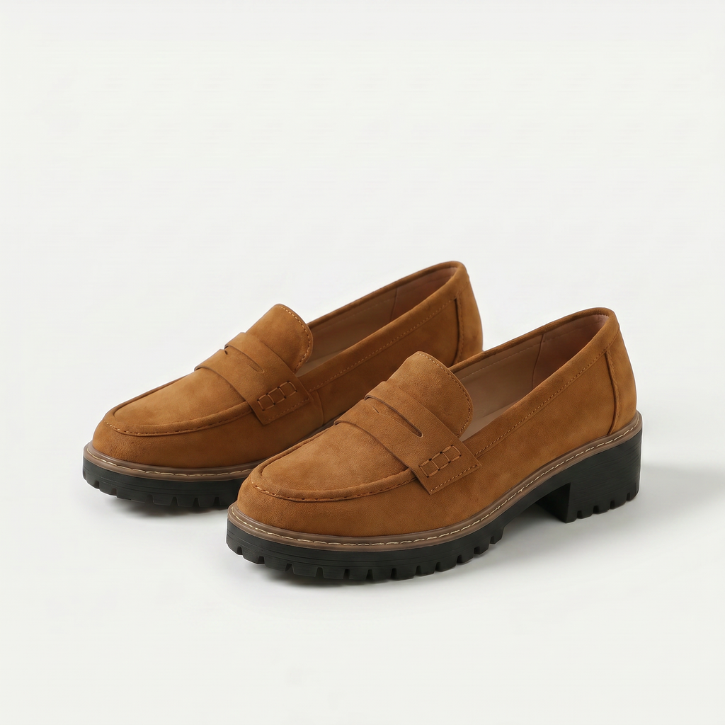 Mocassins de mulher com plataforma e tira decorativa
