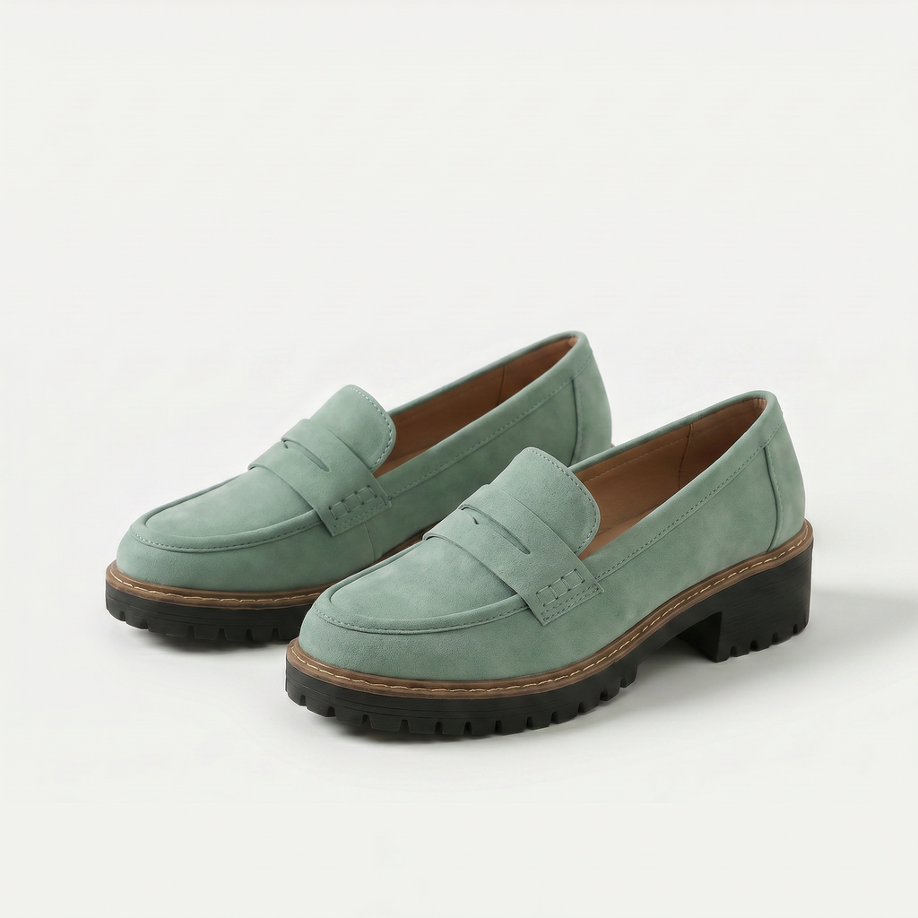 Mocassins de mulher com plataforma e tira decorativa