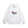 Sweatshirt com capuz de mulher com cão bordado
