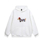 Sweatshirt com capuz de mulher com cão bordado