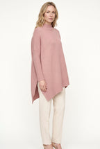 Pull femme oversize à col roulé, asymétrique