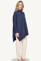 Pull femme oversize à col roulé, asymétrique