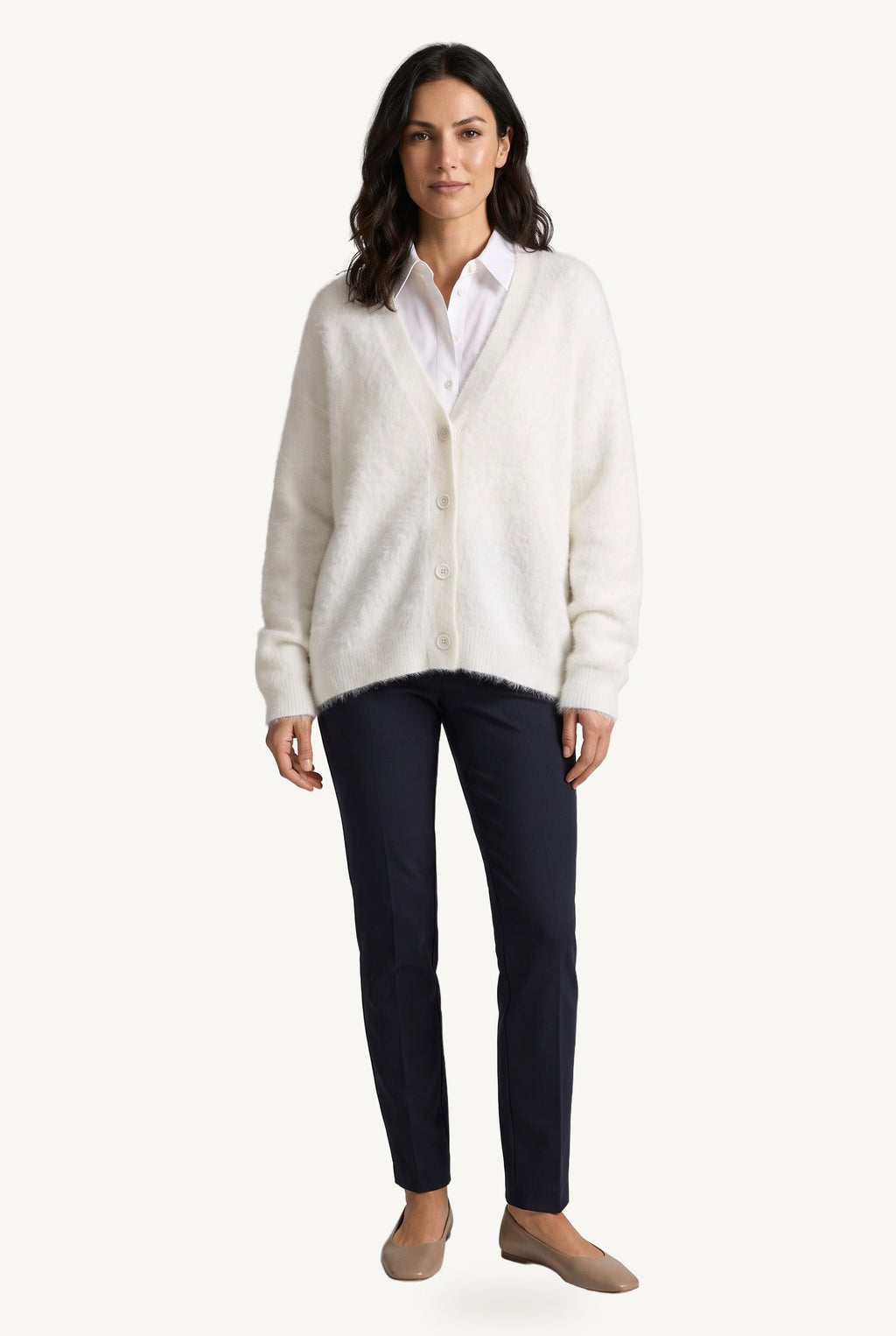 Cárdigan oversize de mujer afelpado con botones