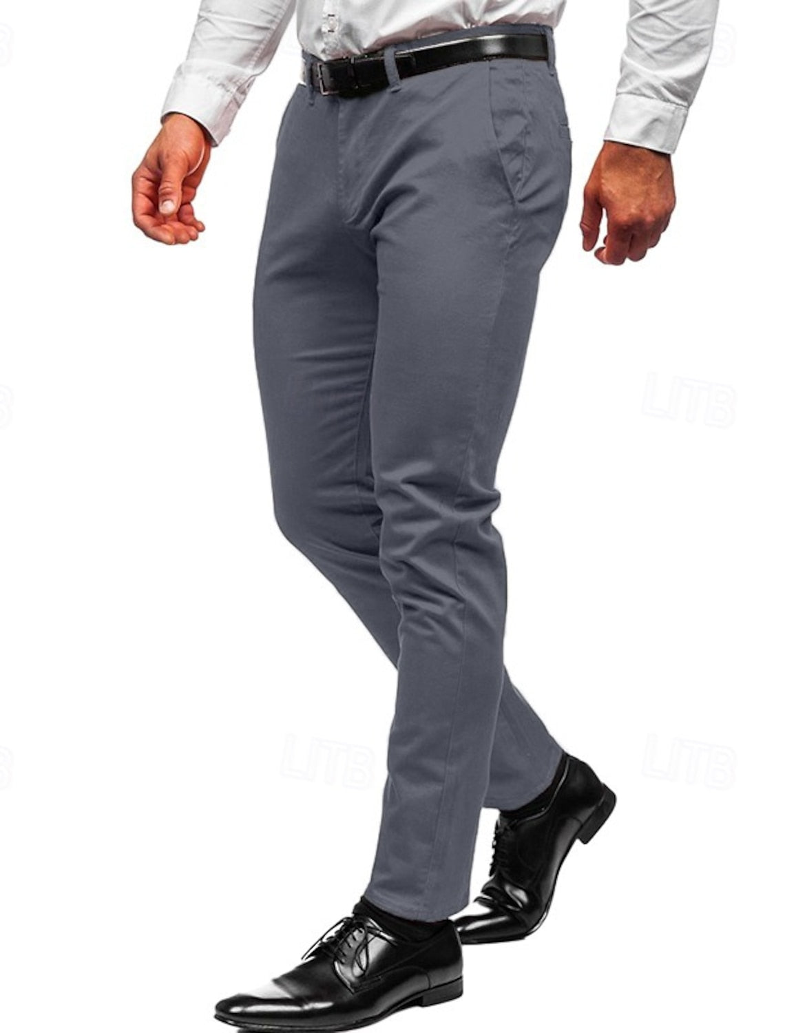 Męskie spodnie slim fit z kieszeniami bocznymi i długimi nogawkami
